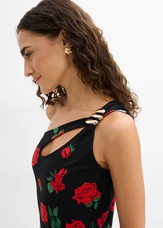 Top pe un umăr cu detaliu decorativ • negru floral • magazin bonprix