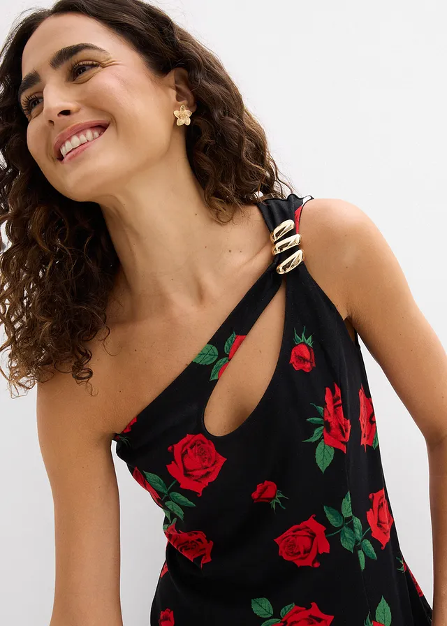 Top asymétrique avec bijou • noir floral • product-page.page-title-suffix