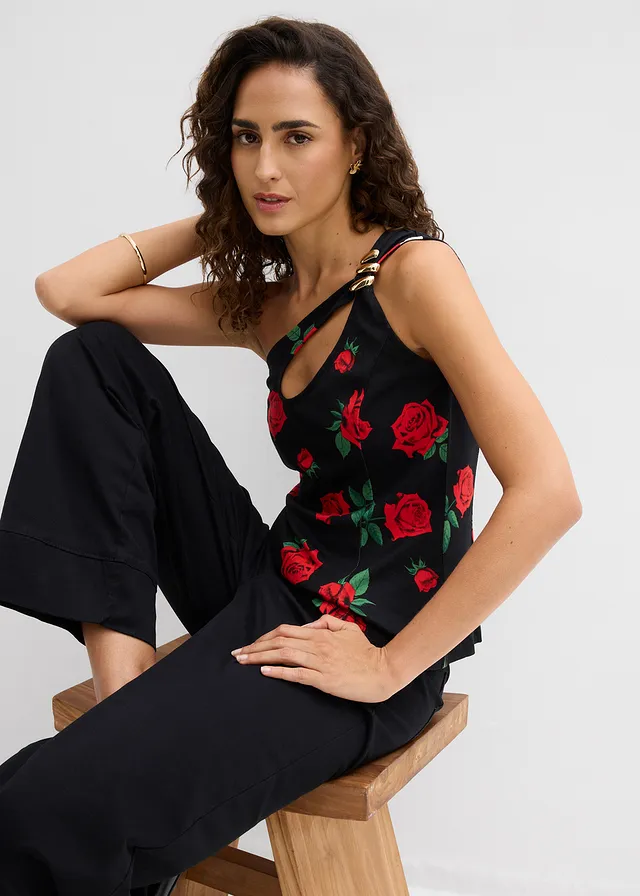 One shoulder top met versiering • zwart • product-page.page-title-suffix