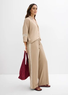 Pantalon large en viscose fluide • beige roseau • Boutique bonprix