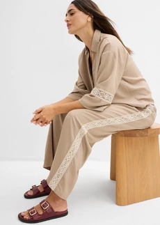 Pantalon large en viscose fluide • beige roseau • Boutique bonprix