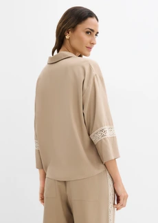 Blouse van soepele viscose • rietbeige-kiezelgrijs • bonprix online shop