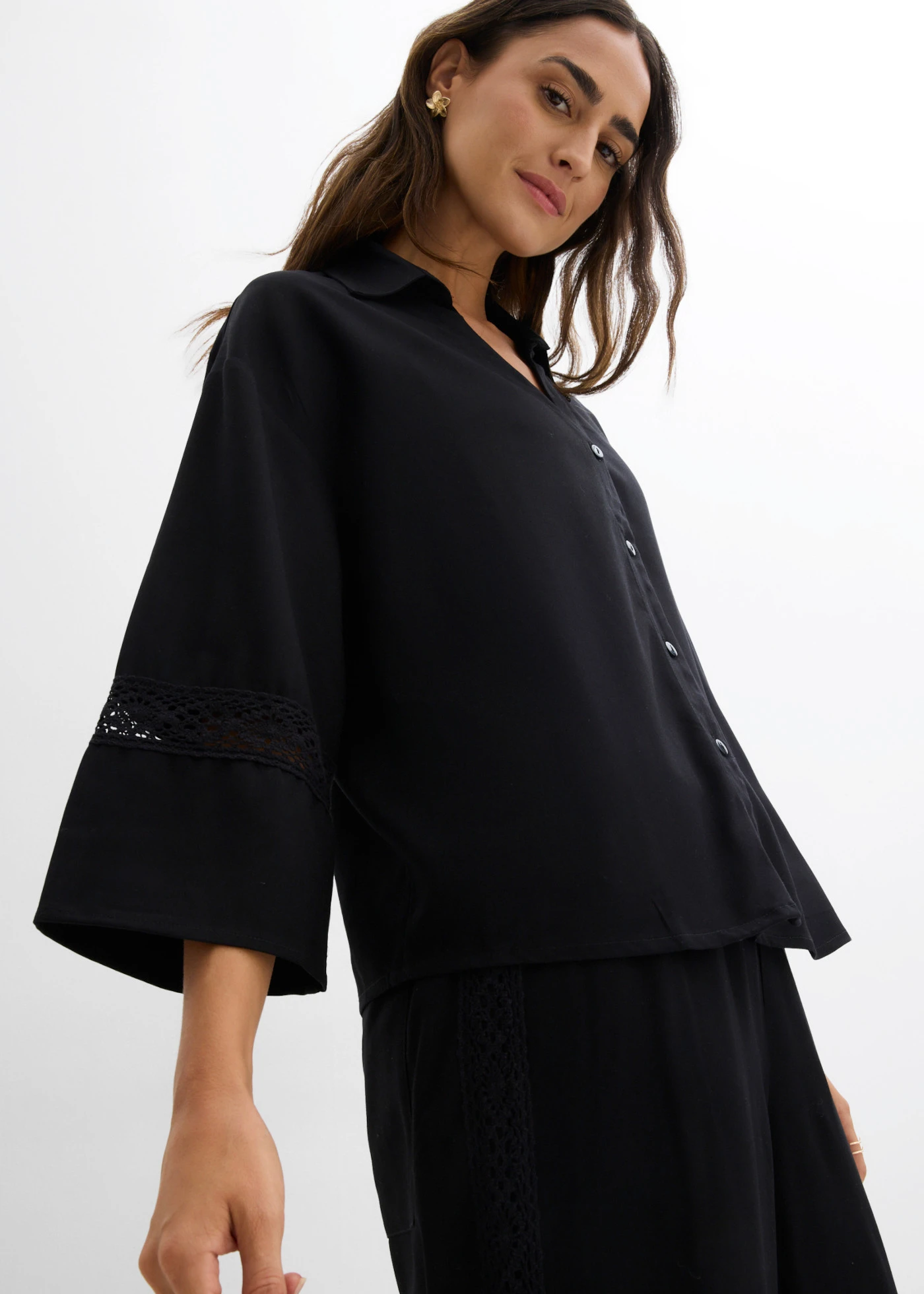 Chemisier fluide en viscose • noir • Boutique bonprix