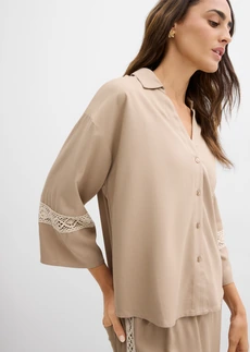 Blouse van soepele viscose • rietbeige-kiezelgrijs • bonprix online shop