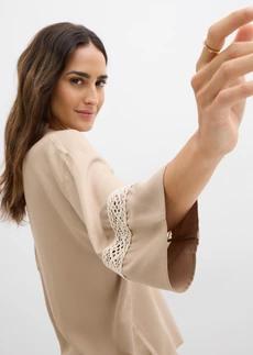 Blouse van soepele viscose • rietbeige-kiezelgrijs • bonprix online shop