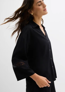 Blouse van soepele viscose • zwart • bonprix online shop