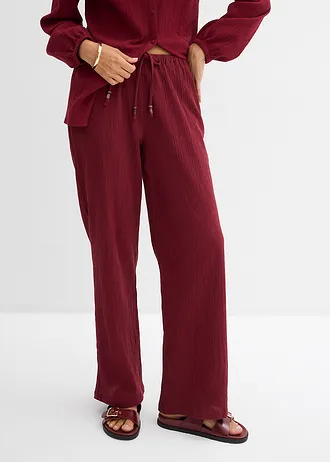 Pantalon large, effet froissé • rouge rubis • Boutique bonprix