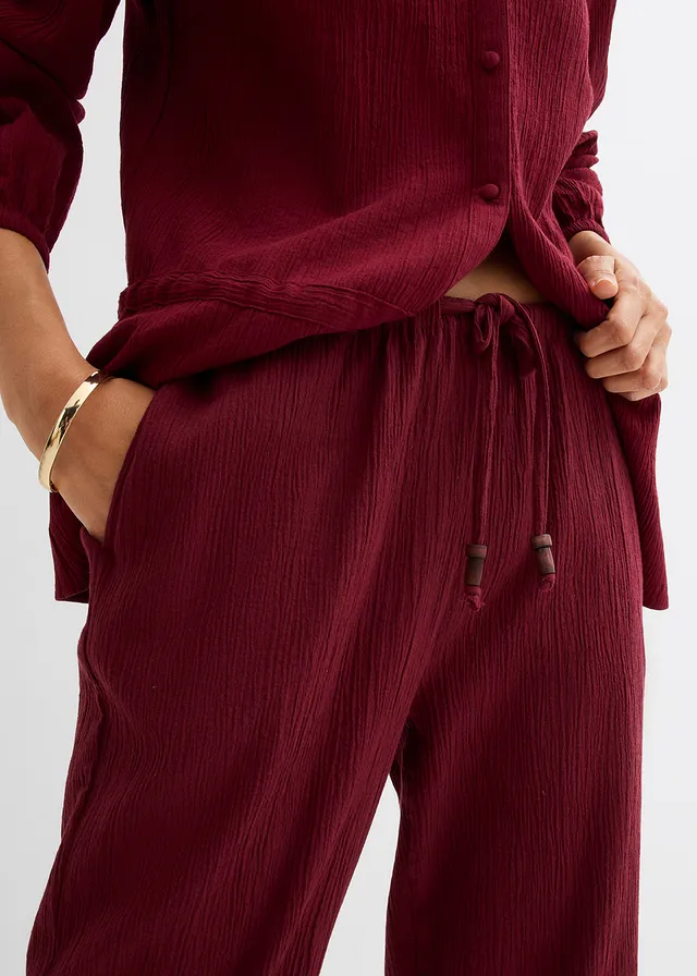 Pantalon large, effet froissé • rouge rubis • product-page.page-title-suffix