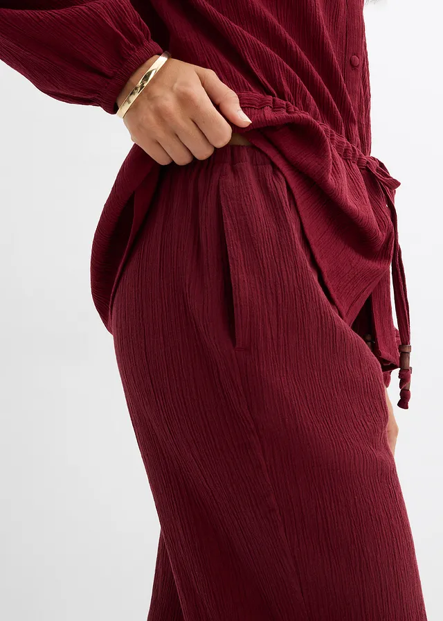 Pantalon large, effet froissé • rouge rubis • product-page.page-title-suffix