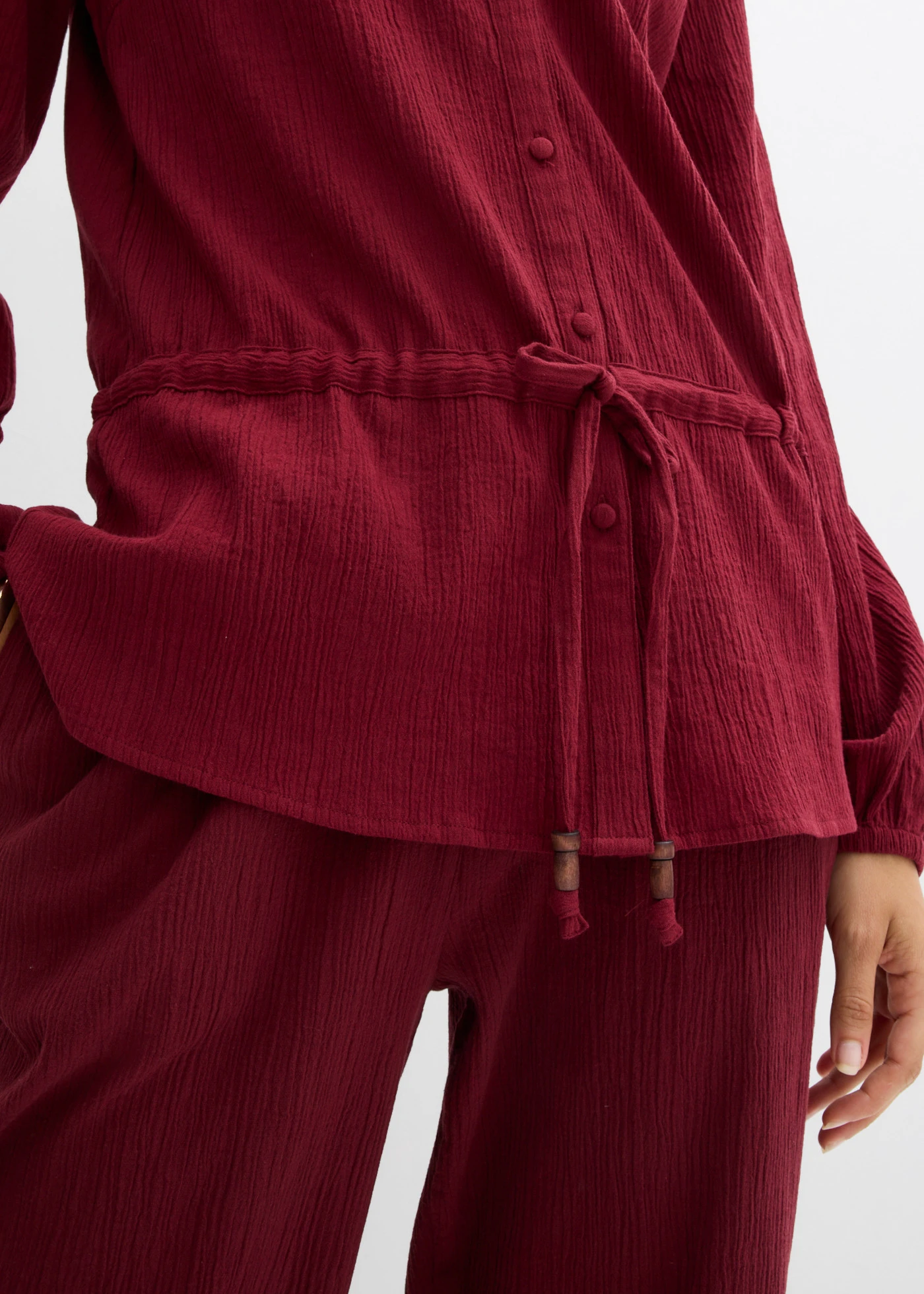 Blouse van gestructureerde crinkle • robijnrood • bonprix online shop