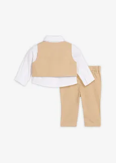 Baby pak: overhemd, gilet en broek van puur katoen (3-dlg. set) • saharabeige /wit • bonprix online shop