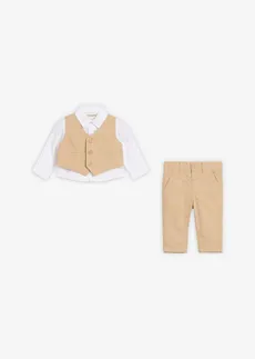 Chemise + veston + pantalon 100% coton (ens. 3 pces) • camel/blanc • Boutique bonprix