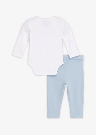 Romper en broekje van biologisch katoen (2-dlg. set), Kleur: wit+soft blauw