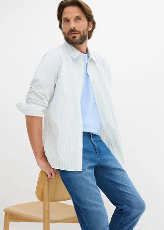 Lekkie jeansy 3/4 z elastyczną wstawką w talii, regular fit • niebieski denim • sklep bonprix