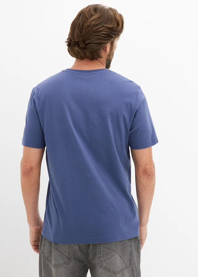 T-shirt van puur biologisch katoen (set van 2), Kleur: zwart+indigo met print