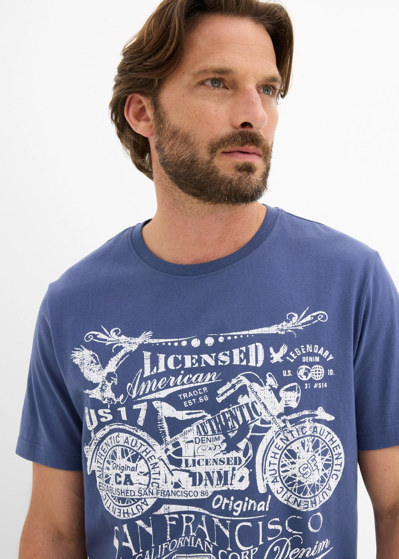 T-shirt van puur biologisch katoen (set van 2) • zwart+indigo met print • bonprix online shop