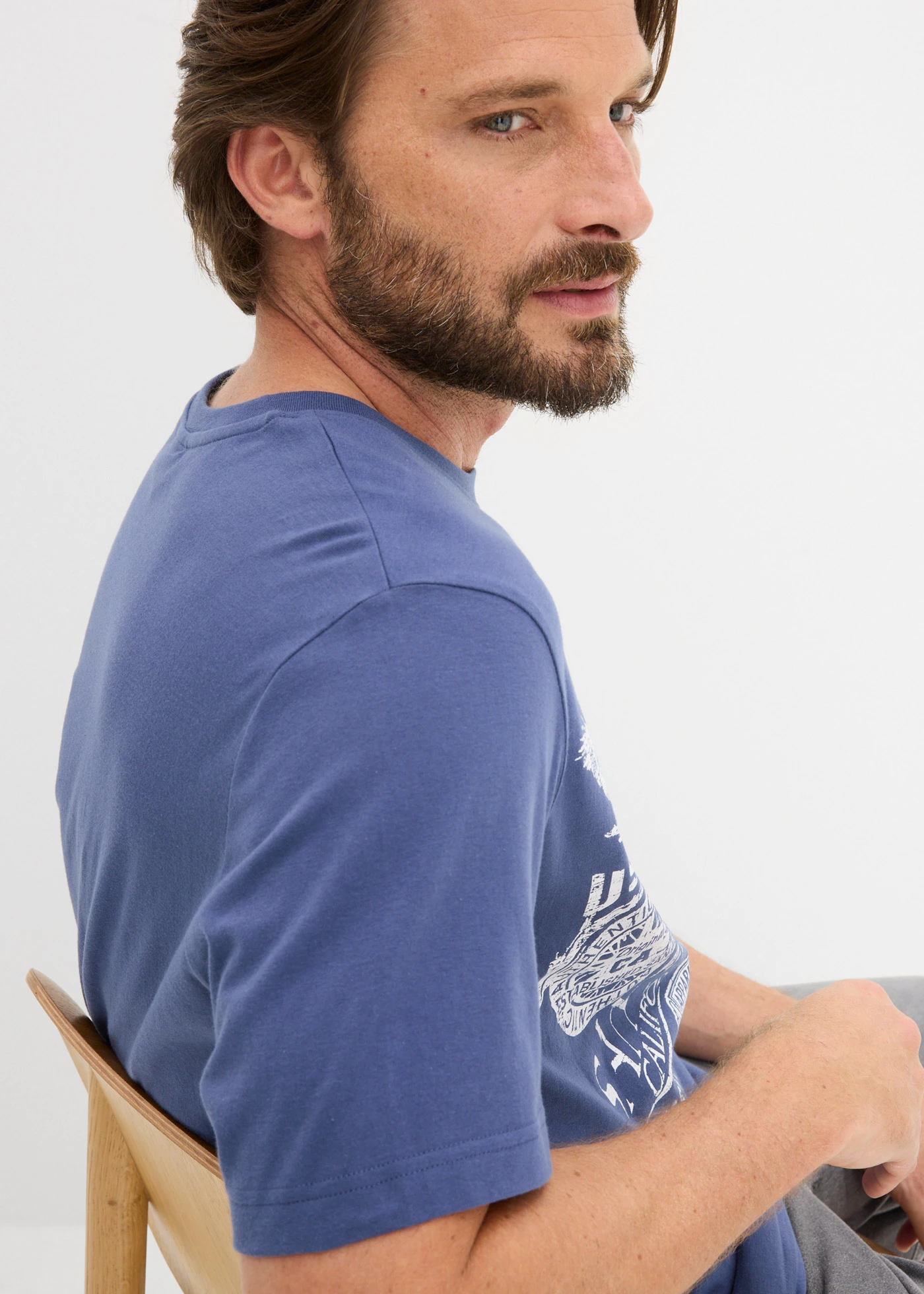 T-shirt van puur katoen (set van 2) • zwart+indigo met print • bonprix online shop