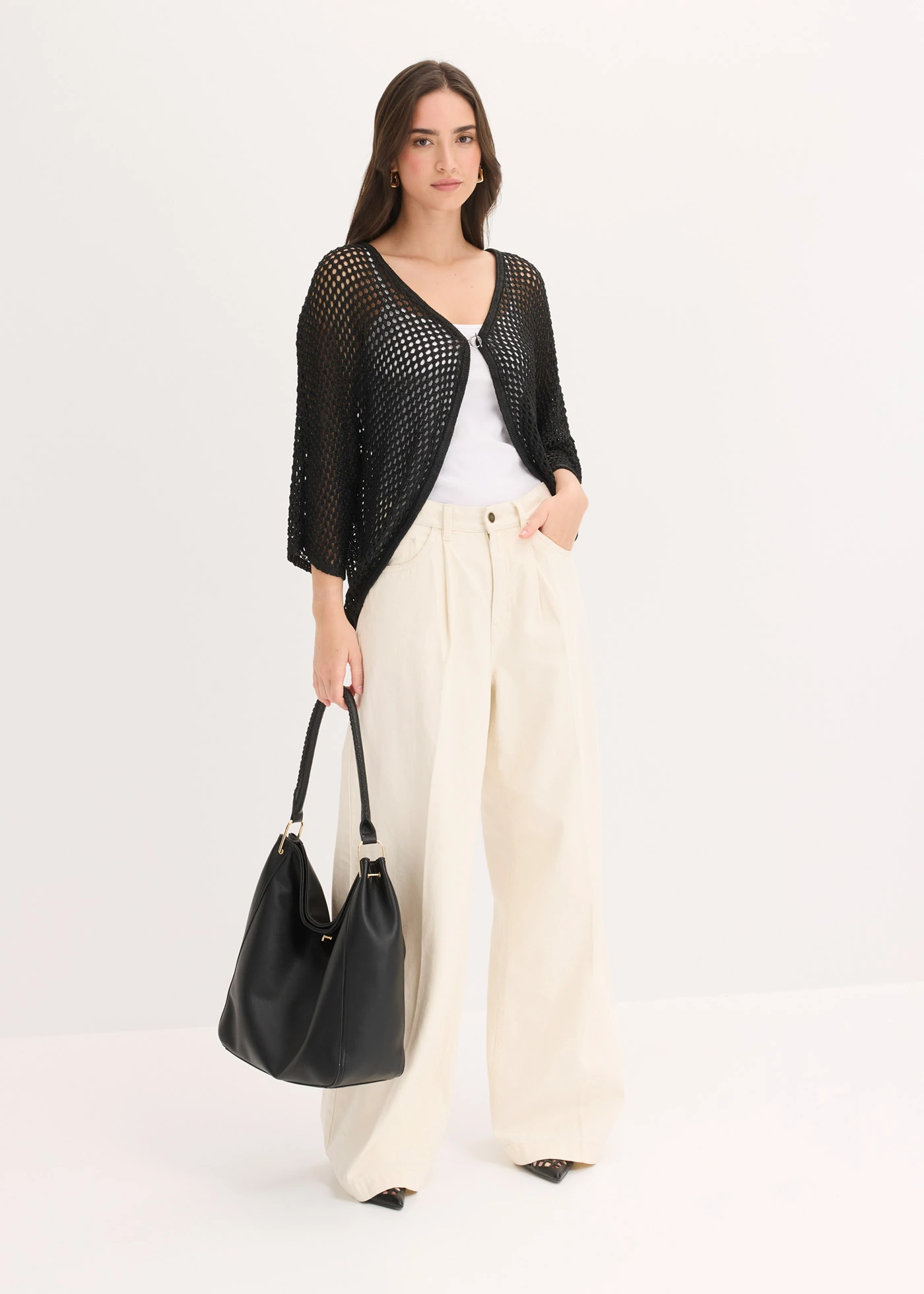 Ajour vest • zwart • bonprix online shop