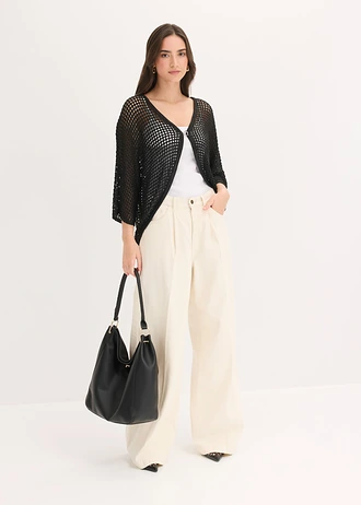 Ažúrový pletený sveter • čierna • obchod bonprix