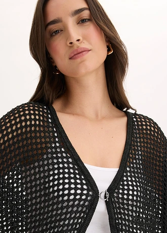 Ažúrový pletený sveter • čierna • obchod bonprix