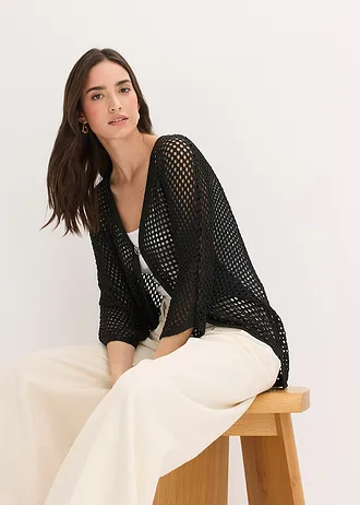 Ajour vest • zwart • bonprix online shop