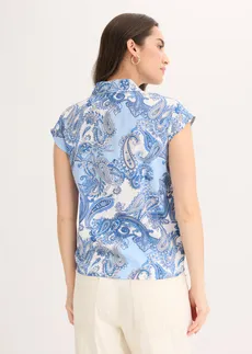 Gedessineerde blouse van soepele viscose, Kleur: wit/lichtblauw paisley
