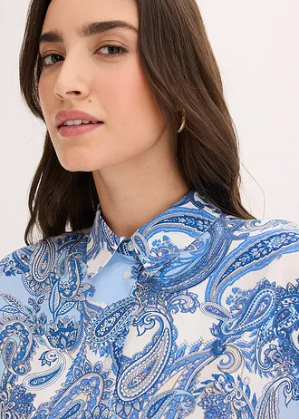 Gedessineerde blouse van soepele viscose • wit/lichtblauw paisley • bonprix online shop