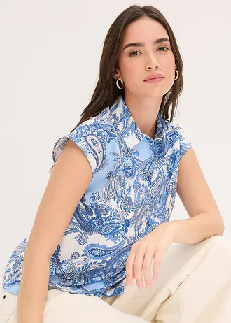 Gedessineerde blouse van soepele viscose • wit/lichtblauw paisley • bonprix online shop