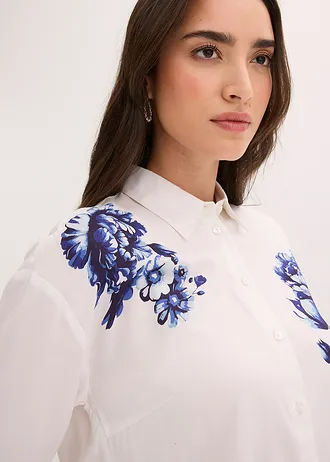 Chemisier en viscose fluide • blanc-bleu floral • Boutique bonprix