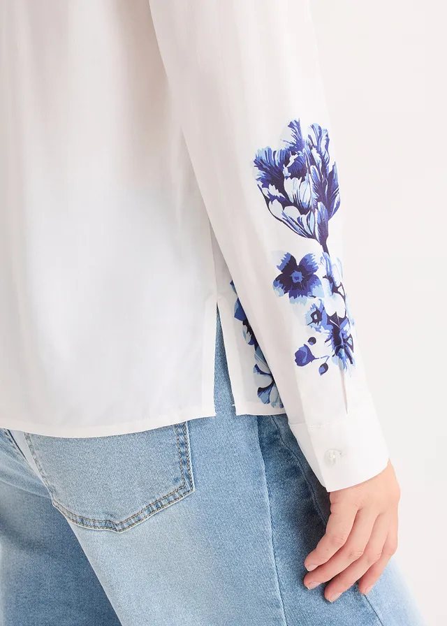 Chemisier en viscose fluide • blanc/bleu floral • product-page.page-title-suffix