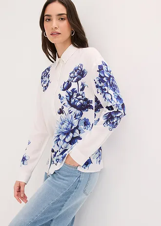Chemisier en viscose fluide • blanc-bleu floral • Boutique bonprix