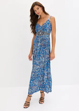 Maxi jurk met applicaties • arctisch blauw paisley • bonprix online shop