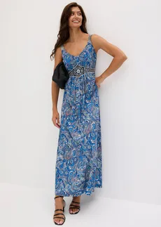 Robe longue avec applications, Couleur: bleu arctique paisley