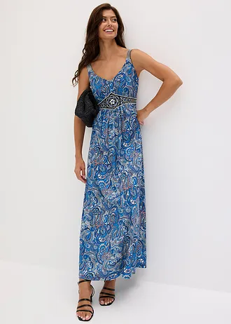 Maxi jurk met applicaties • arctisch blauw paisley • bonprix online shop