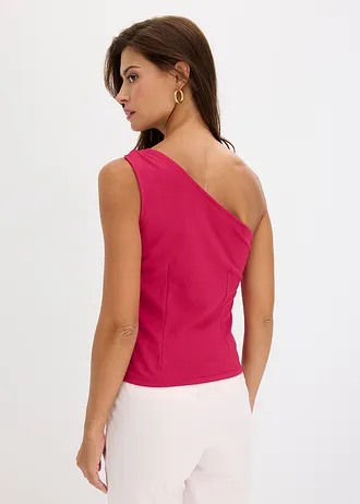 One shoulder top met sierlijk detail • bessenrood • bonprix online shop