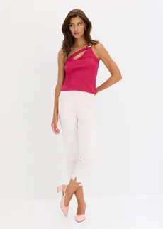 Top na jedno rameno, s ozdobným prvkem, barva: bobulově červená