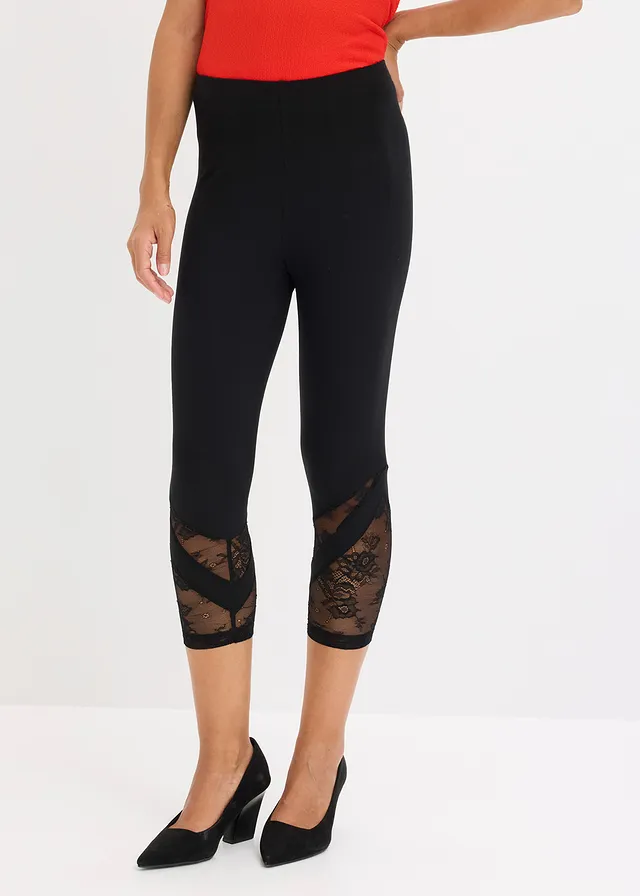 Legging corsaire à dentelle, Couleur: noir