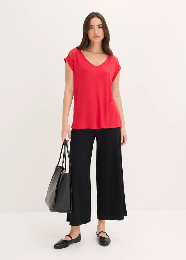 T-shirt doux en viscose extensible rouge