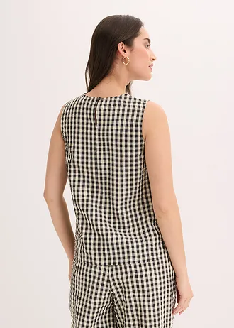 Blousetop geruit • vanillegeel-zwart geruit • bonprix online shop