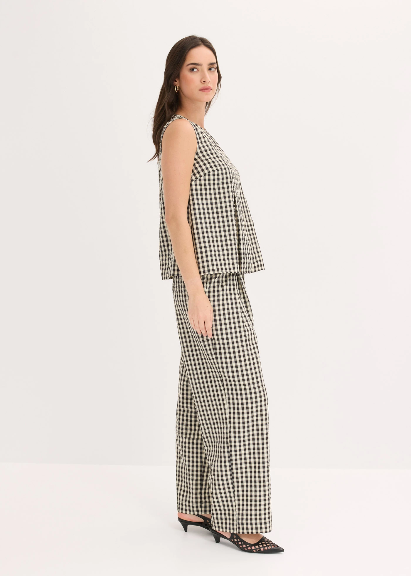 Kockás blúz top • vaníliasárga-fekete kockás • bonprix áruház