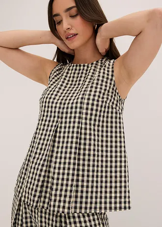 Top sans manches à carreaux • jaune vanille-noir carreaux • Boutique bonprix
