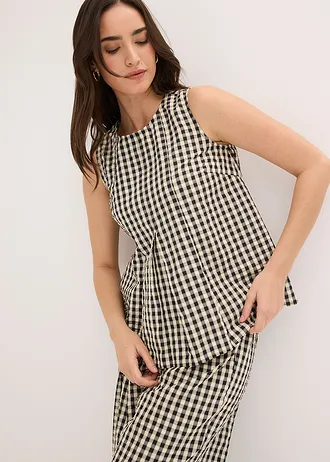 Blousetop geruit • vanillegeel-zwart geruit • bonprix online shop