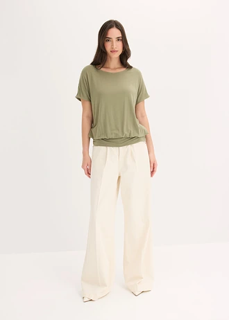 Shirt in een zachte viscosemix, Kleur: olijfgroen