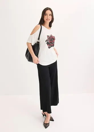 Bluză cu umerii goi din viscoză • ecru floral • magazin bonprix