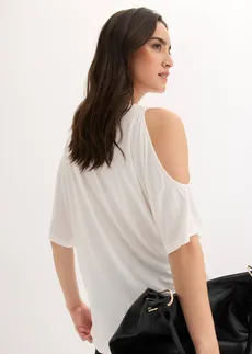 Cold shoulder shirt van viscose • wolwit gebloemd • bonprix online shop