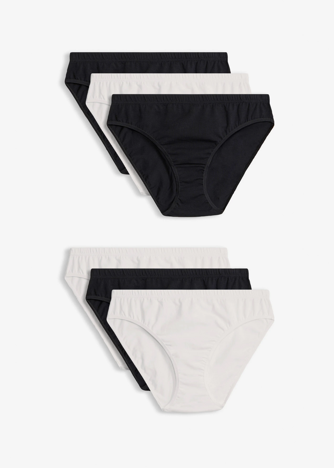 Lot de 6 slips coton doux avec imprimé cœurs • blanc/noir • Boutique bonprix