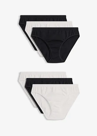 Chilot cu bumbac moale și imprimeu cu inimioare (set/6 buc.) • alb+negru • magazin bonprix