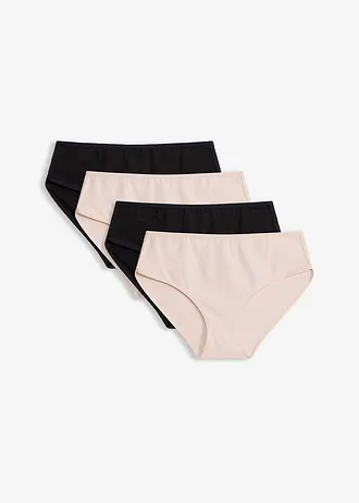 Figi maxi panty z miękkiej bawełny (4 pary) • czarny+kremowy jasnoróżowy • sklep bonprix
