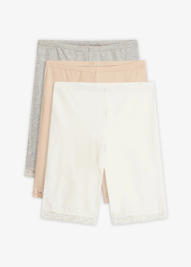 Lot de 3 boxers femme longs avec dentelle