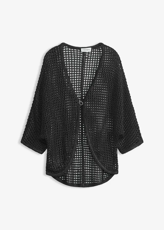 Gilet en maille ajourée • noir • Boutique bonprix